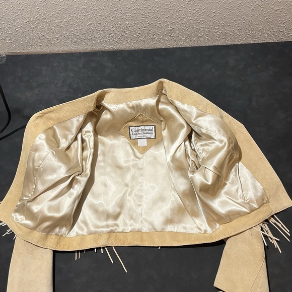 Vintage Continental Leather Fringe Suede Jacket Open Front Western Womens - Picture 9 of 12